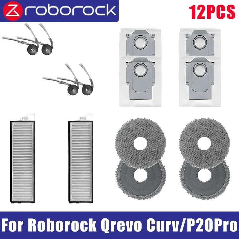 Фотография №1 товара Roborock Qrevo Curv Робот-пылесос Аксессуары Основный ролик Боковая щетка Hepa-фильтр