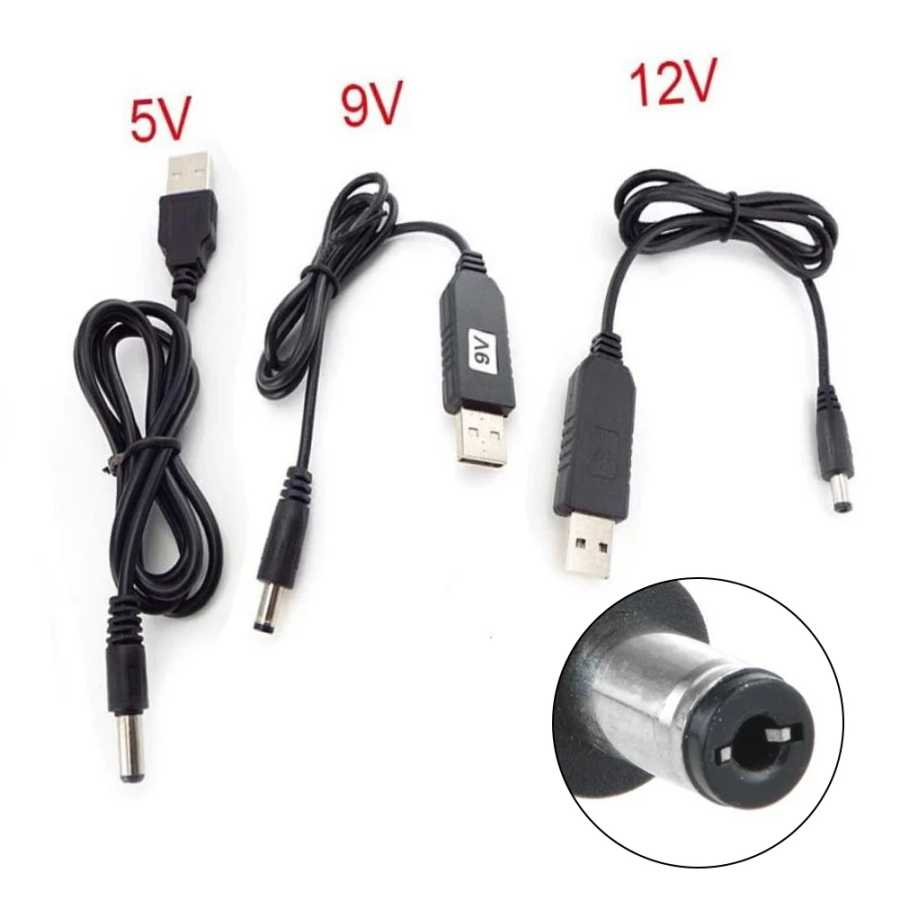 Кабель-переходник источника питания USB от 5 В до 12 В для устройств 5 5 2 1 мм, подключение Power Bank к маршрутизатору автомобиля и многого другого Электрика