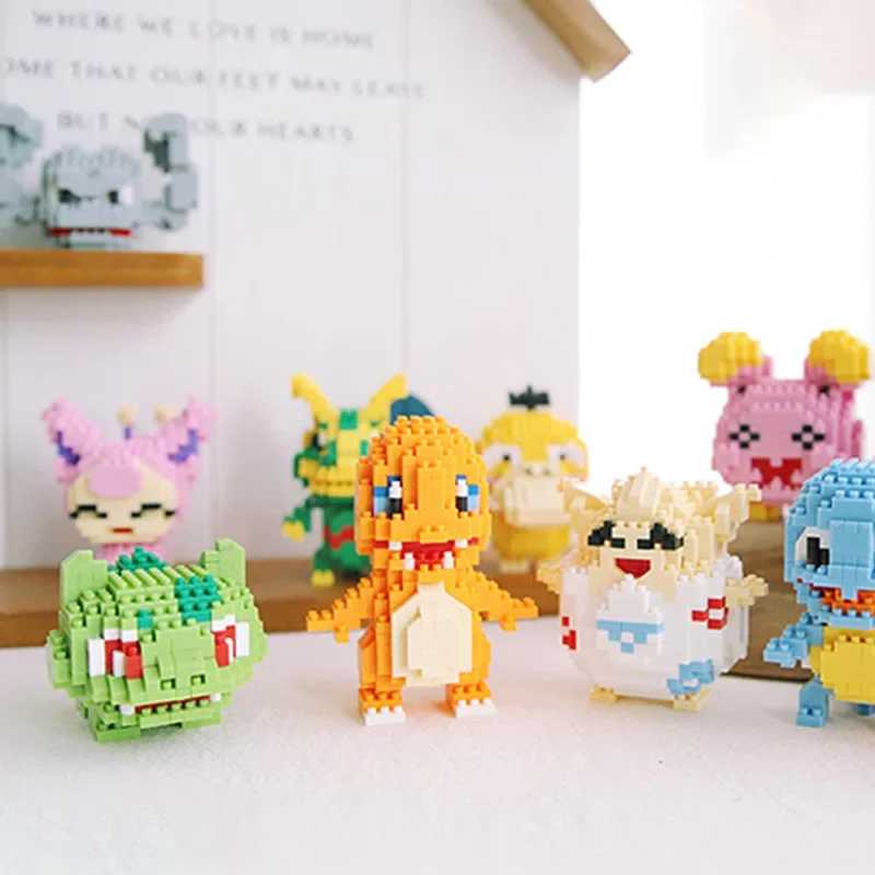 Микро строительные блоки Pokemon Marowak Jigglypuff Gengar Mudkip Piplup Raichu Gyarados Pikachu, мини-кирпичные фигурки, игрушки для детей Конструкторы