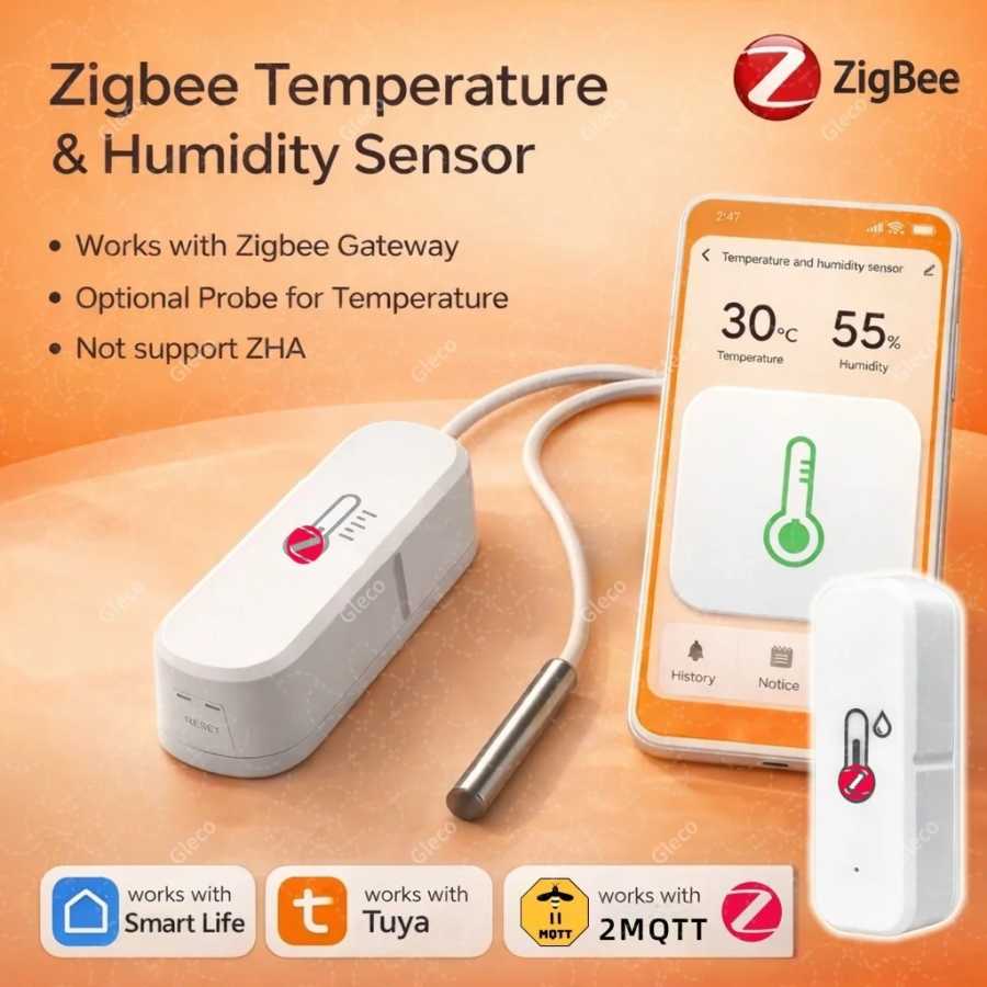 Датчик температуры и влажности Zigbee TUYA Smart Life 2MQTT, термометр-гигрометр для аквариума, винного погреба, морозильной камеры Системы умного дома