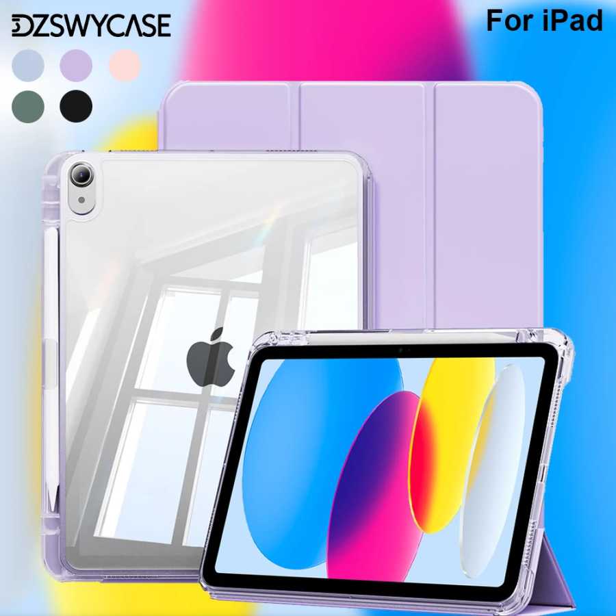 Прозрачный чехол для iPad 10-го поколения 10.9 A16, 11-го поколения Air 11 13 M2 M3 Pro 11 12.9 13 M4 Mini 7 6 9/8/7 10.2 6/5 9.7 с держателем для Apple Pencil Аксессуары и запчасти для планшетов
