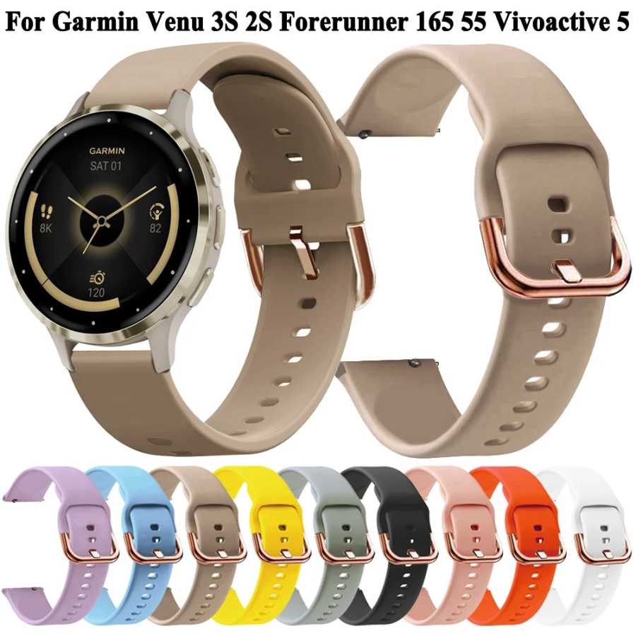 Силиконовый ремешок для умных часов 18 мм 20 мм для Garmin Venu 3S 2S Forerunner 165 55 Vivoactive 6 5 3, ремешок для часов Аксессуары для часов