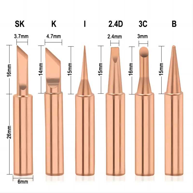 JCD 5PCS медный паяльник I/B /K/2.4D/3C набор 900M T наконечник для сварки инструменты внутри горячего медного электрического паяльника Сварочное оборудование и расходные материалы