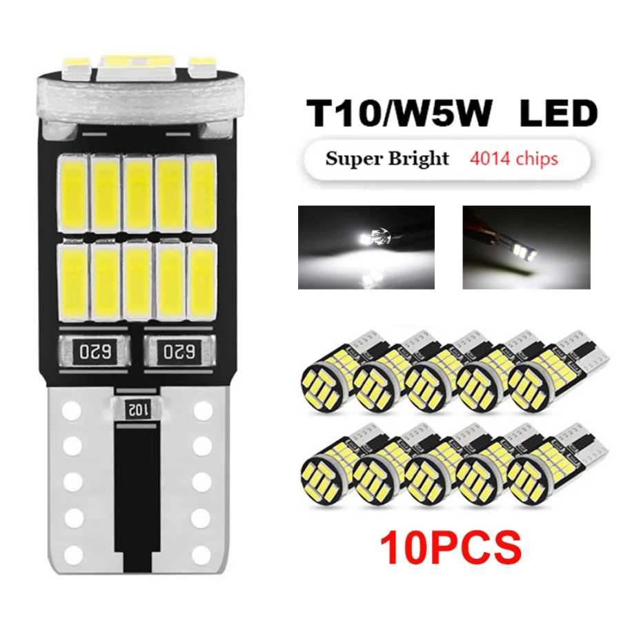 10 шт. Canbus W5W T10 194 светодиодная автомобильная лампа 26SMD 4014 авто яркий клиновой номерной знак габаритная купольная дверная лампа 12 В 