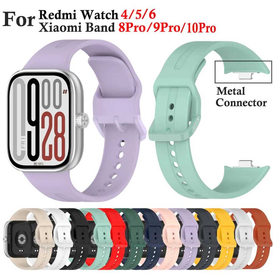 Мягкий силиконовый ремешок для Redmi Watch 4 5 6, сменный спортивный браслет для умных часов, ремешок для Xiaomi Mi Band 8 9 10 Pro 
