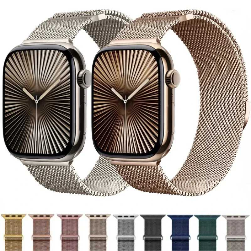 Металлический миланский ремешок для Apple Watch Band Ultra3/2 49 мм 11 10 9 8 7 Магнитный браслет iWatch 6 5 4 SE2 46 мм 45 мм 41 мм 44 мм 40 мм Аксессуары для часов