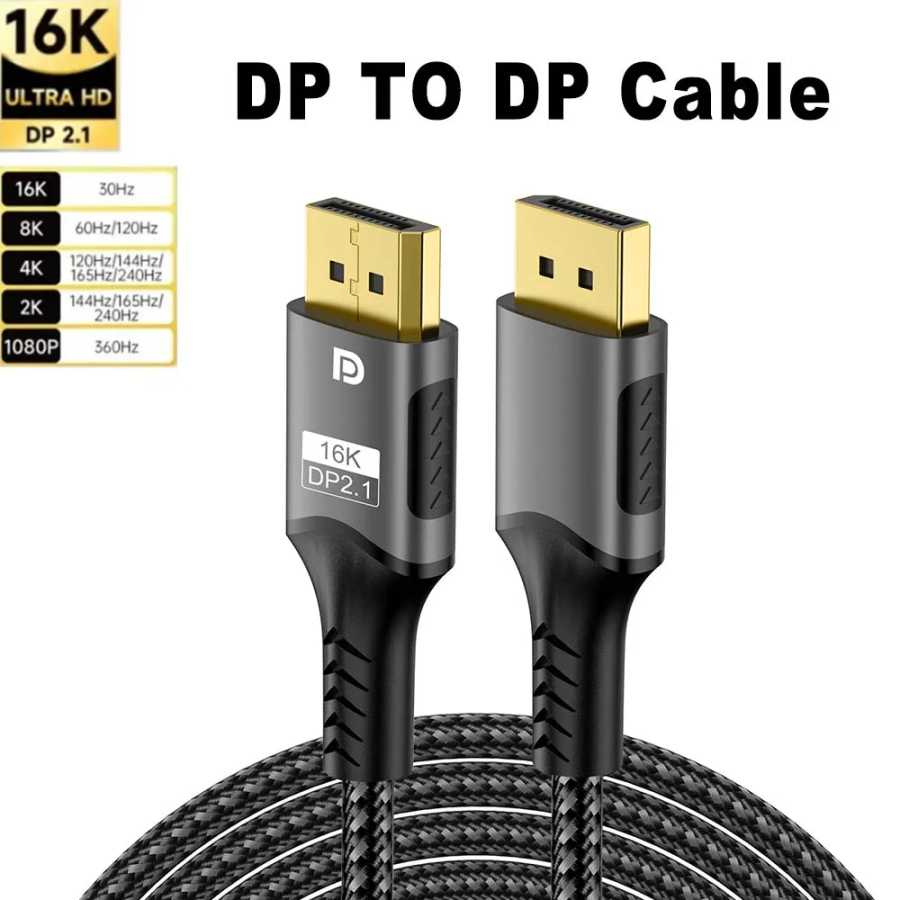 16K DP 2.1 8K @ 120 Гц 4K @ 240 Гц 80 Гбит/с HDR Видео Аудио Displayport Кабель Порт дисплея для ноутбука ТВ Xbox Проектор Игровой монитор Аксессуары и запчасти