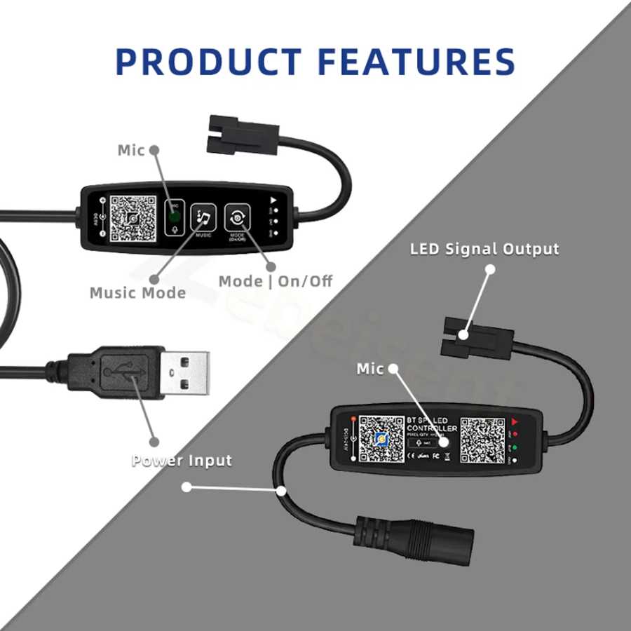 Фотография №1 товара DC / USB Bluetooth SPI светодиодный музыкальный контроллер 5V 12V