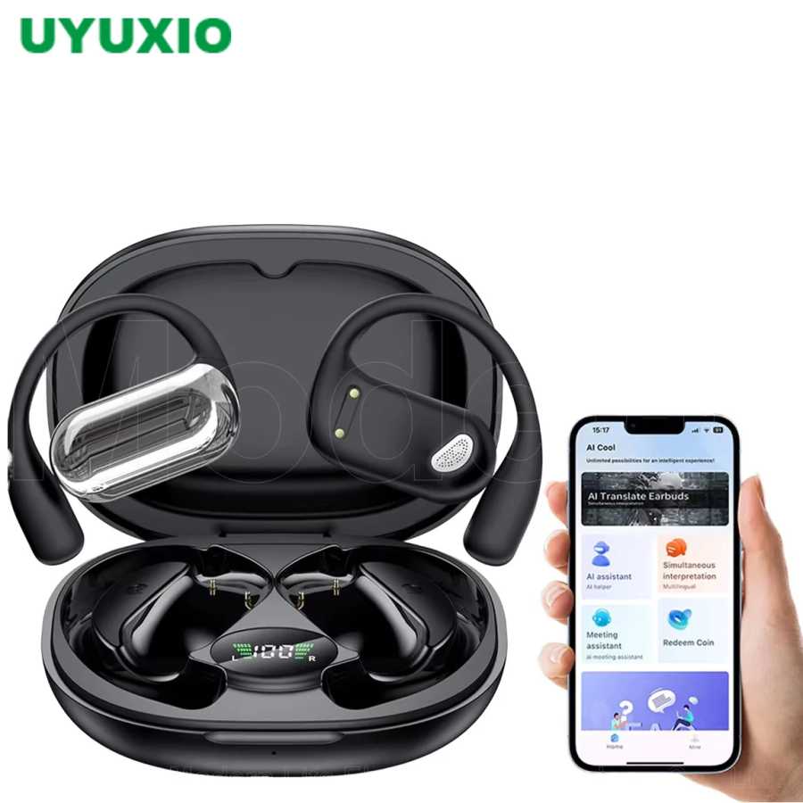 Наушники-переводчики UYUXIO в реальном времени, наушники-переводчики языка с искусственным интеллектом, 144 языка и акценты, 3 в 1, OWS-вкладыши для бизнеса Портативное аудио и видео