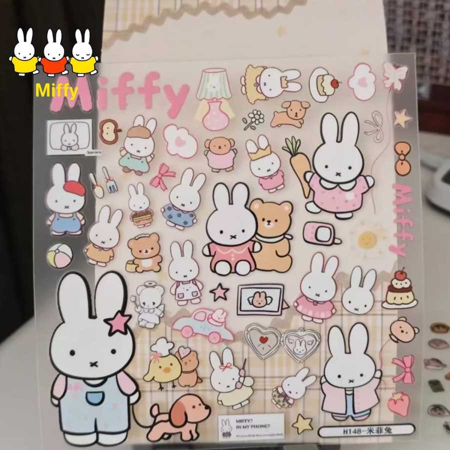 Kawaii наклейка Miffy, милые наклейки с героями мультфильмов, водостойкая карта Goo, Miffy, сделай сам, блокнот, бутылка воды, чехол для телефона, декоративное изображение Игровые фигурки и трансформеры