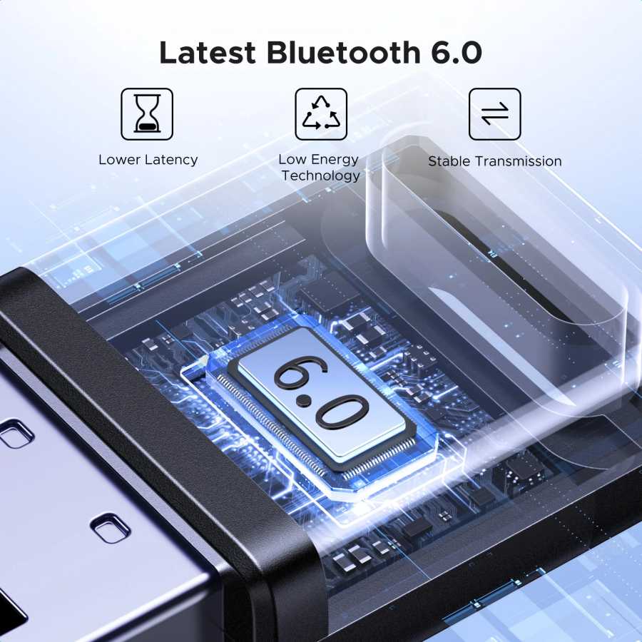 Фотография №1 товара USB-адаптер UGREEN Bluetooth, ключ Bluetooth 6.0 для ПК Windows 11/10/8.1,