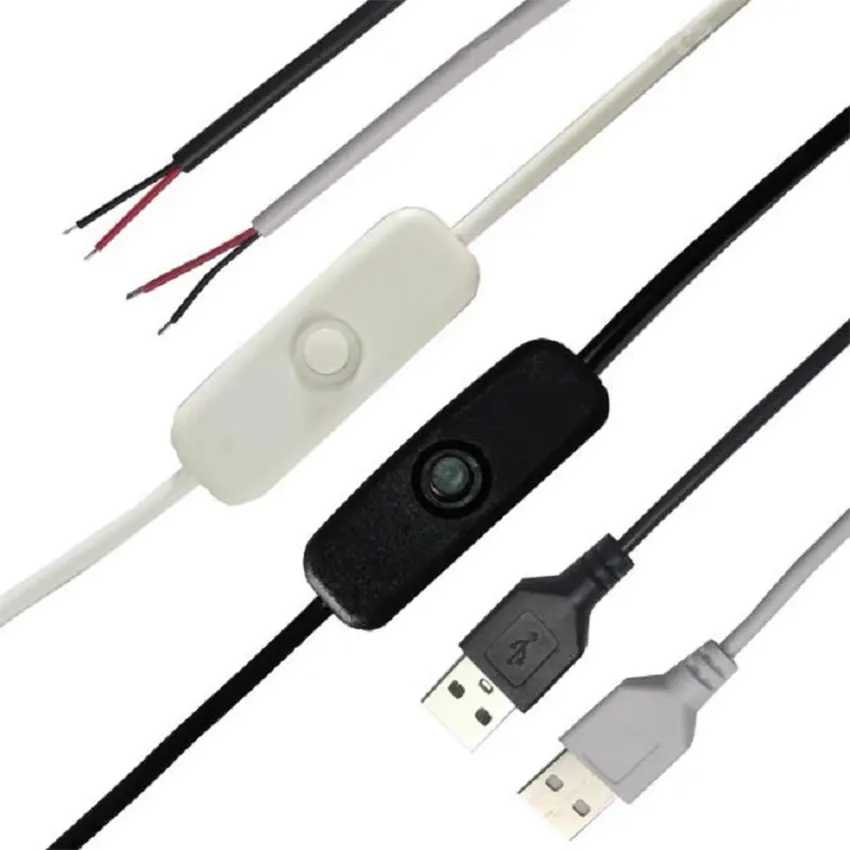 1 шт., 5 В, переключатель питания, провод 1,5 м, USB-папа на 2-ядерный соединительный кабель 501, кнопка включения, выключения 2 А для светодиодной ленты, лампы, лампы, сделай сам Электрика