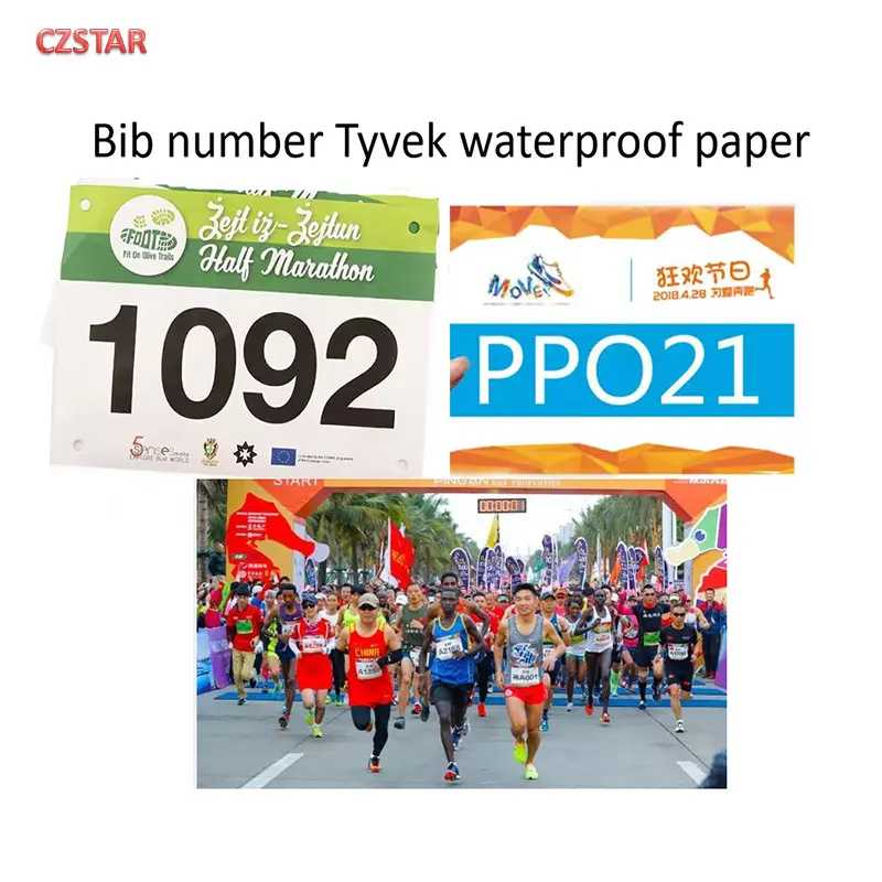 Czstar 100 шт. Печатный Tyvek нагрудник номер Водонепроницаемый 50 шт. 10000 шт. для RFID спортивный чип синхронизации вспененный нагрудник номер транспондер Доступ к автоматизации здания