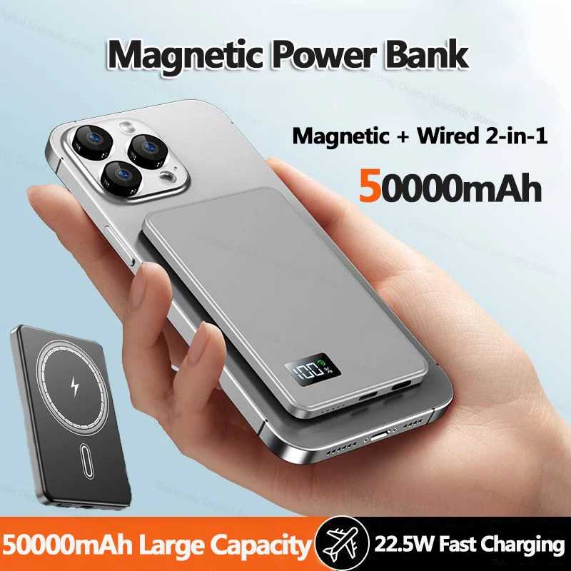 Магнитный внешний аккумулятор 50000 мАч Ultra 3C Сертификация Ультратонкий беспроводной портативный аккумулятор с быстрой зарядкой PD22.5W Универсальный Аксессуары для мобильных телефонов