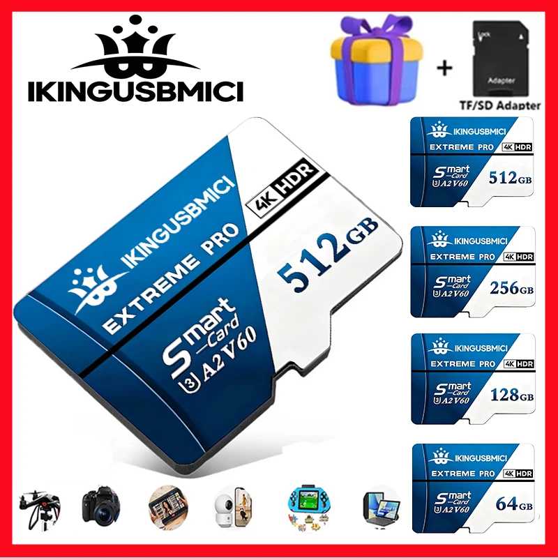 Карты памяти SD, TF, Micro TF 32 ГБ, 64 ГБ, 256 ГБ V60, быстрая передача данных, Full HD, для телефонов, дронов, смартфонов Хранение данных
