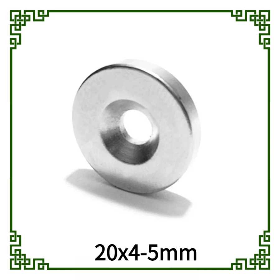Фотография №5 товара Мощные неодимовые магниты 20x4-5 мм, круглые, с отверстием 5 мм,