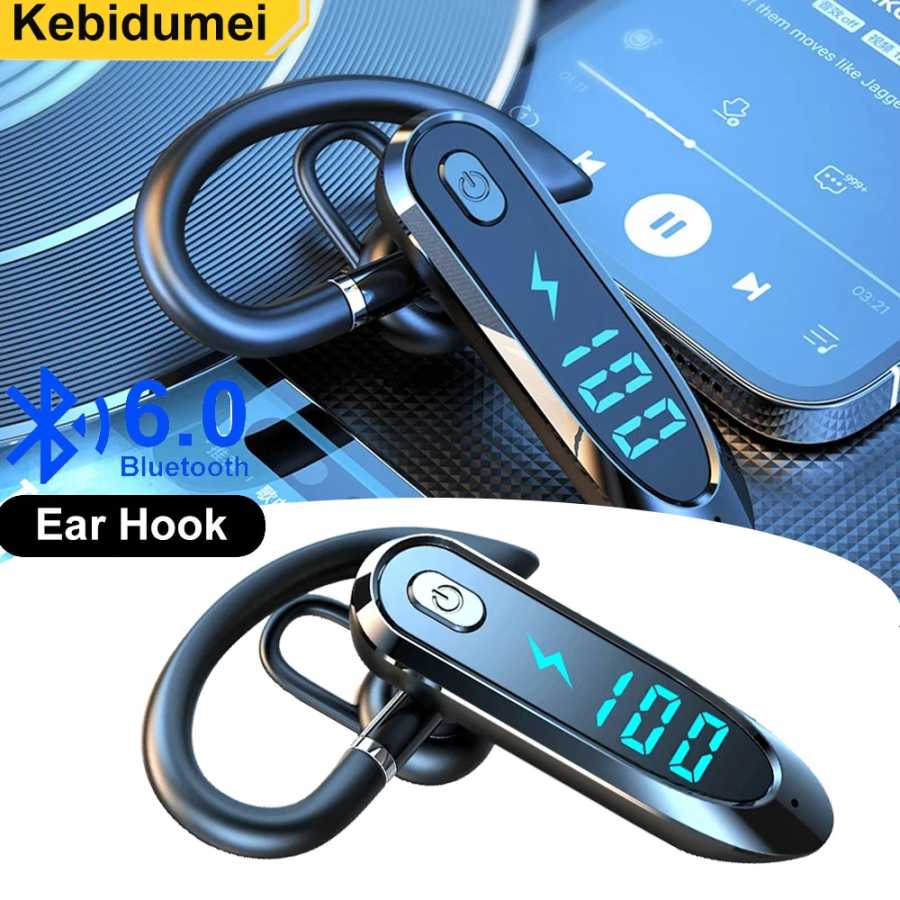 Bluetooth 6.0 наушники с крючком для ушей, вращение на 270 градусов, светодиодный дисплей, HIFI стерео гарнитура с шумоподавлением, водонепроницаемые наушники Портативное аудио и видео