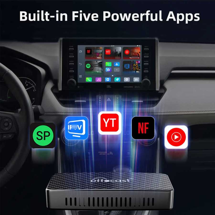 Фотография №1 товара OTTOCAST Play2Video AI Box для Youtube Netflix, беспроводной адаптер CarPlay