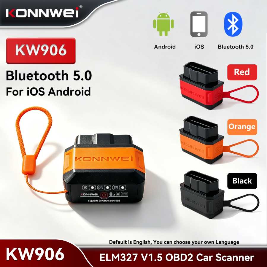 KONNWEI KW906 ELM327 V1.5 OBD2 автомобильные сканеры неисправностей Bluetooth 5,0 OBDII диагностический инструмент для Android/IOS считыватель кодов Инструмент для ремонта автомобилей