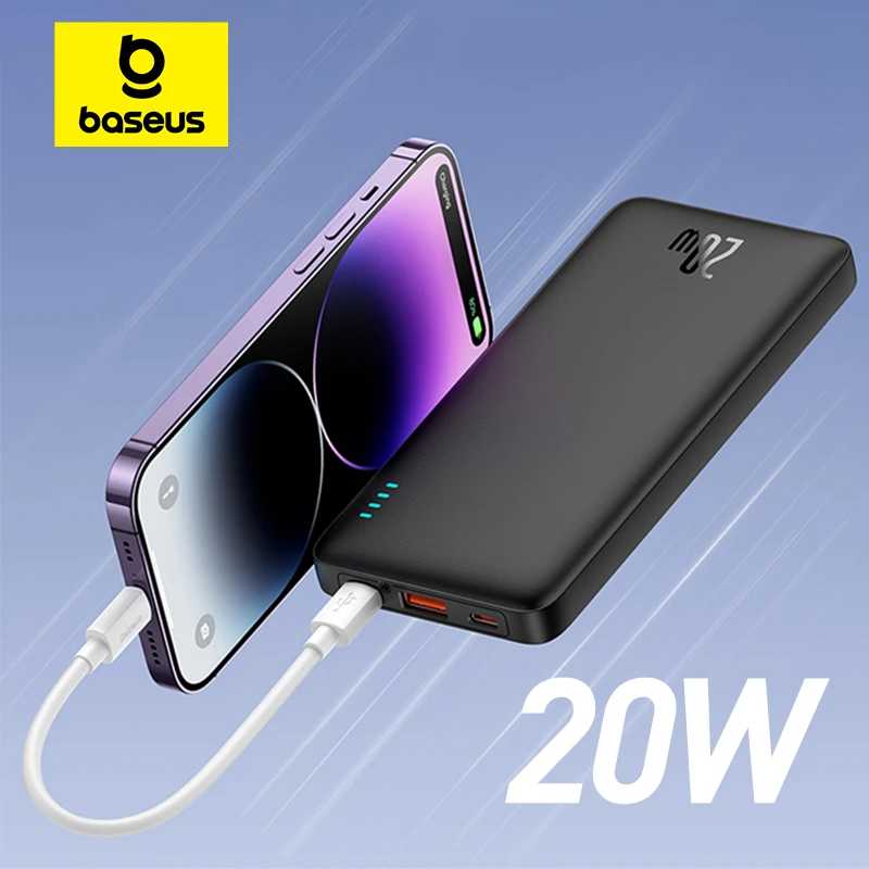 Внешний аккумулятор Baseus Airpower 20W 20000 мАч с быстрой зарядкой для iPhone 17/16/15/14/13/12, Xiaomi Аксессуары для мобильных телефонов
