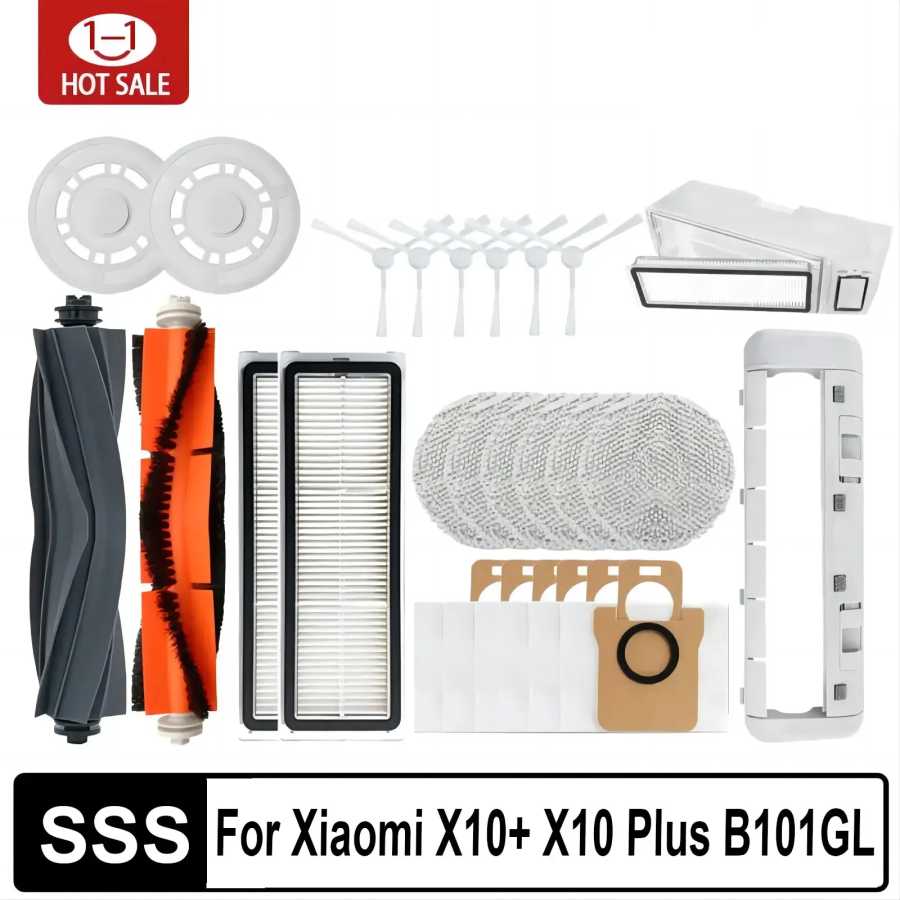 Для робота-пылесоса Xiaomi X10+ X10 Plus B101GL Запасные части Аксессуары Основная боковая щетка Hepa-фильтр Мешок для пыли Тряпка Подставка для швабры Пылесборник Запчасти для бытовой техники