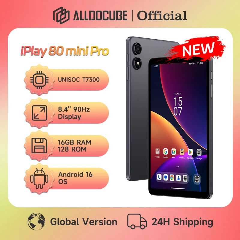 Планшет ALLDOCUBE iPlay 80 mini Pro 8.4'' 90Hz UNISOC T7300, 16 ГБ (8 ГБ + 8 ГБ виртуальная память) ОЗУ, 128 ГБ ПЗУ, Android 16, 6050 мАч, 4G LTE Планшеты