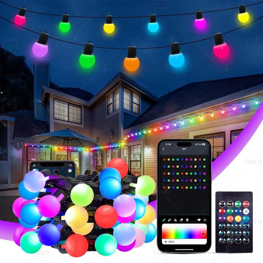 WS2812B RGB светодиодная гирлянда 10 м 5 м Smart IC APP Bluetooth удаленные гирлянды Dreamcolor Garden Party Рождественский декор Наружное освещение
