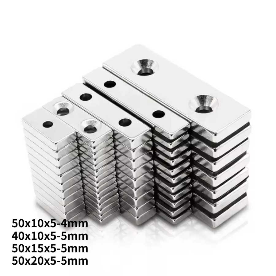 N35 50x10x5-4 40x10x5-5 50x15x5-5 50x20x5-5 с отверстиями и магнитами Офисная доска Наука Diy Неодимовый холодильник Инструмент Strorage Крепеж и скобяные изделия