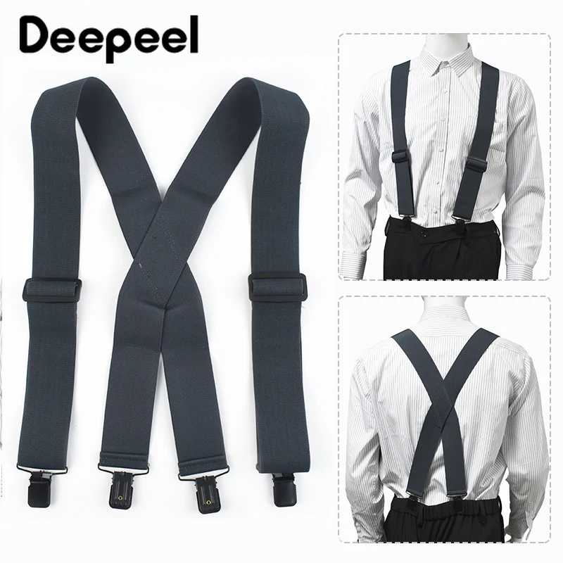 Deepeel модные мужские подтяжки шириной 5 см для взрослых, регулируемый эластичный ремень X-типа, 4 зажима, мужские подтяжки, мужской бандаж для брюк Подтяжки/подтяжки и корректоры осанки