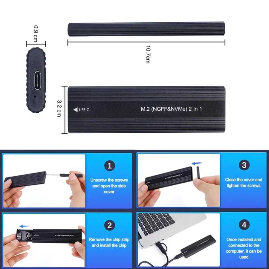 Фотография №5 товара Корпус M.2 NVME NGFF SATA Корпус M2 SSD с двумя