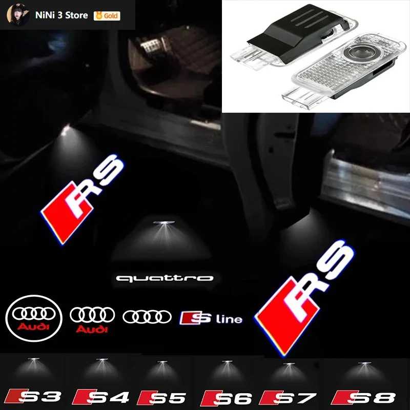 Audi A3 A4 B8 8P 8V A6 C7 A5 Q5 B7 B6 B9 SLINE QUTTRO RS Q3 Q7 S3 S4 S5 S6 S8 Лампа приветствия двери автомобиля Светодиодная лампа HD проектора Внешние аксессуары
