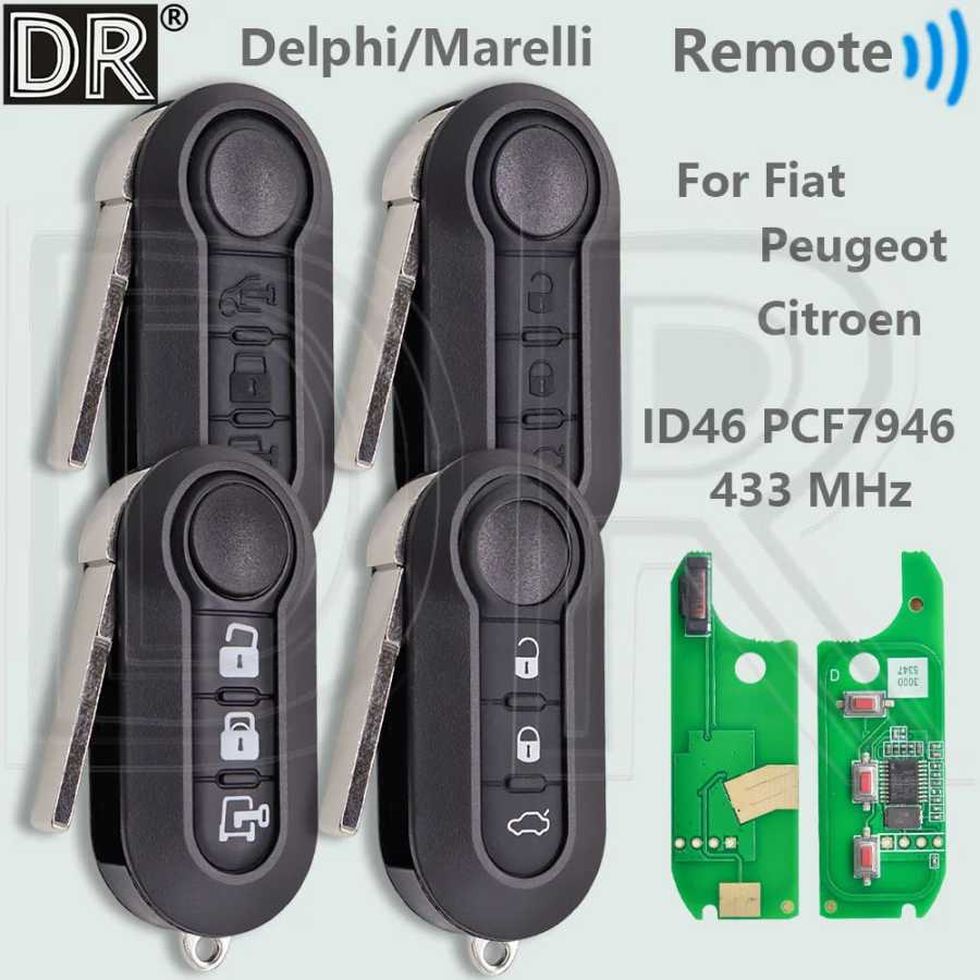 DR ID46 PCF7946 433 МГц Автомобильный дистанционный ключ для Fiat Delphi 500 Panda Punto Bravo Marelli 500L Ducato Peugeot Boxer Citroen Jumper VAN Стартеры