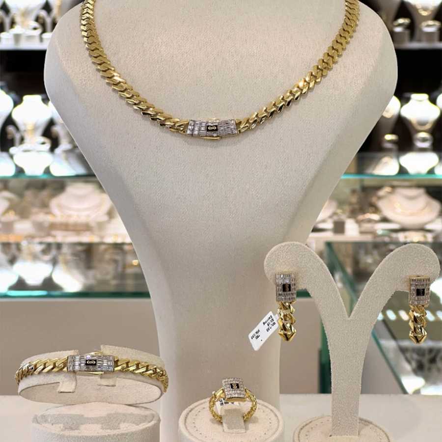 Original new Monaco necklace bracelet Monacoring Monaco earrings four-piece set inlaid zircon copper material supports wholesal Бижутерия