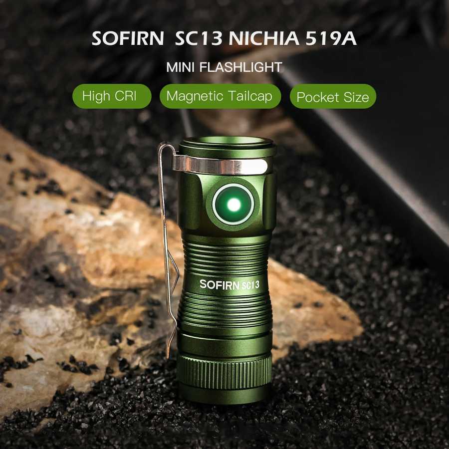 Sofirn SC13 519A 5000K Мини Мощный светодиодный светильник LED 1100 лм 18350 Перезаряжаемый фонарик с магнитом Портативное освещение