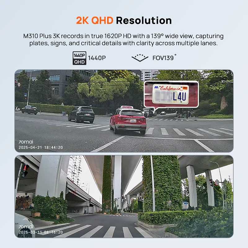 Фотография №1 товара Видеорегистратор 70mai M310 Plus 2K с голосовым управлением на английском,