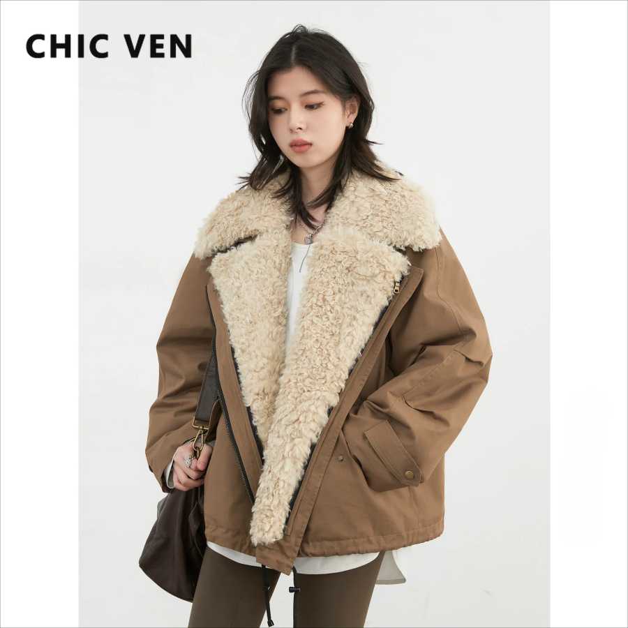 Фотография №1 товара Женская куртка CHIC VEN: Новинка, утепленная, в стиле ретро, мотоциклетная,