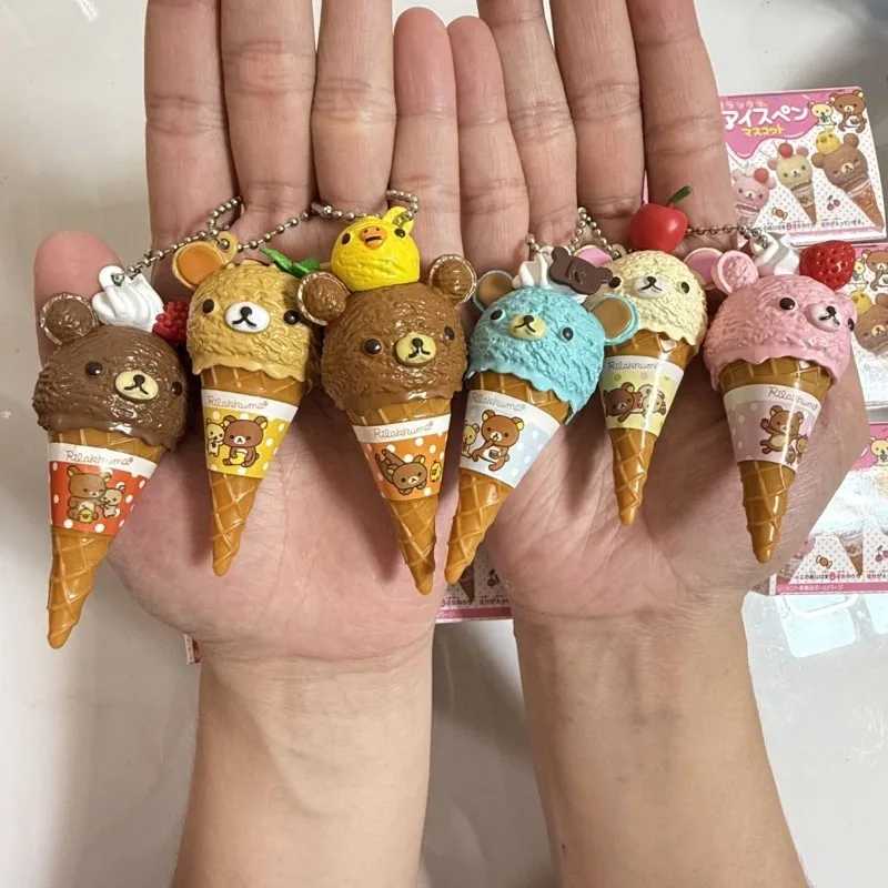 Аниме-фигурка Рилаккума: игрушка-капсула, мишка-мороженое, брелок-цепочка, милая кавайная подвеска для сумки, украшение, подарки Игровые фигурки и трансформеры