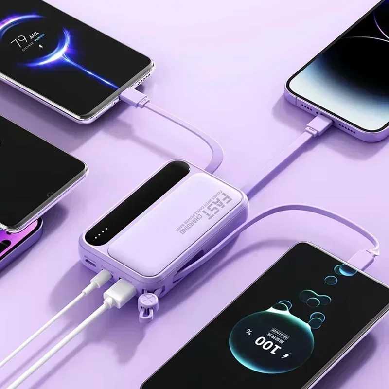 Фотография №4 товара Портативный внешний аккумулятор VIVO 500000 мАч со встроенными 4 кабелями,