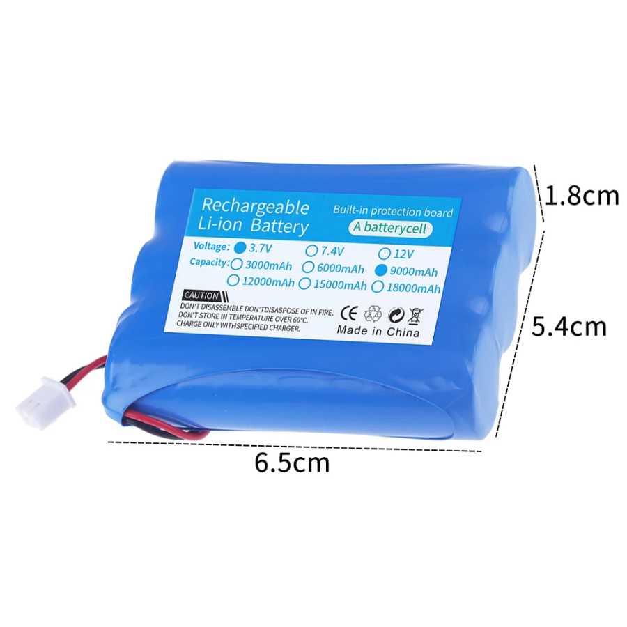 Фотография №3 товара Литий-ионный аккумулятор 18650 3.7V 3000mAh 6000mAh 9000mAh 12000mAh + разъем