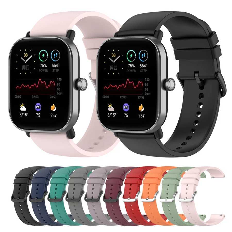 Силиконовый ремешок 20 мм для Huami Amazfit GTS 4/2 Mini GTS 3 2e, ремешок для умных часов Huami Amazfit Bip 3/Bip U Pro Аксессуары для часов