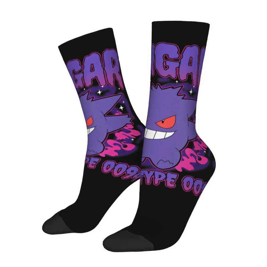 Спортивные носки Pokemon Gengar Ghost Type 0094 Spooky Poster Retro Hip Hop Novelty Seamless Crew Crazy Sock Мужские носки