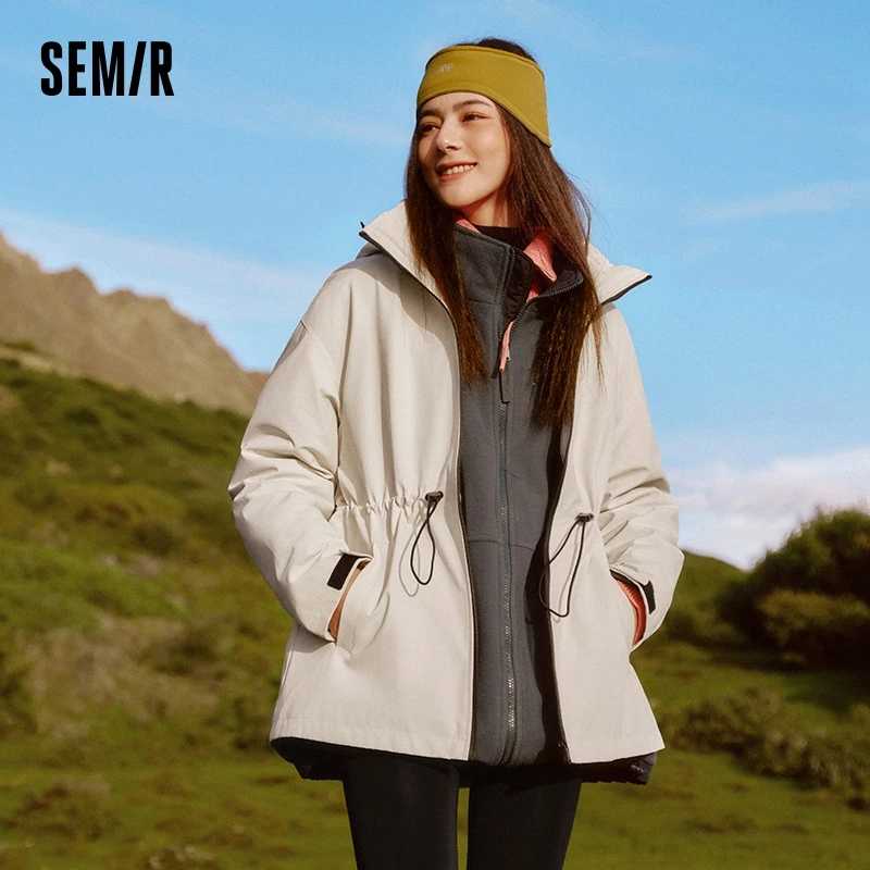 Женская зимняя куртка Semir 2026: новая модель, два в одном, три в одном, для активного отдыха, путешествий, повседневная, водонепроницаемая, маслоотталкивающая, грязеотталкивающая Пуховики