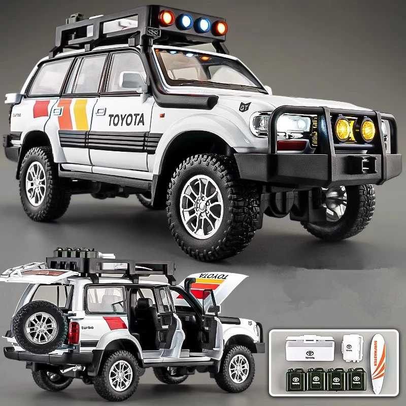 1/24 Toyota Land Cruiser LC80, модель автомобиля из сплава, литой под давлением металлический внедорожник, модель автомобиля, звук и свет, имитация детской игрушки в подарок Играйте в транспортные средства и модели