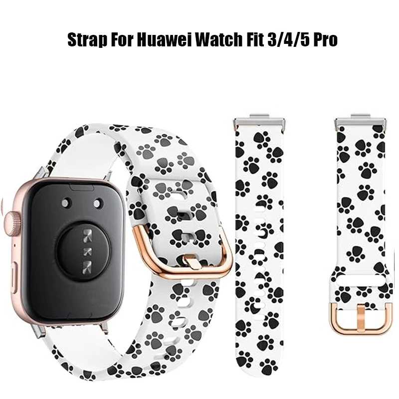 Силиконовый ремешок для Huawei Watch Fit 5-4 Pro, сменный ремешок для умных часов, женский браслет с принтом, Correa Huawei Watch fit 5-4-fit 3 Аксессуары для часов