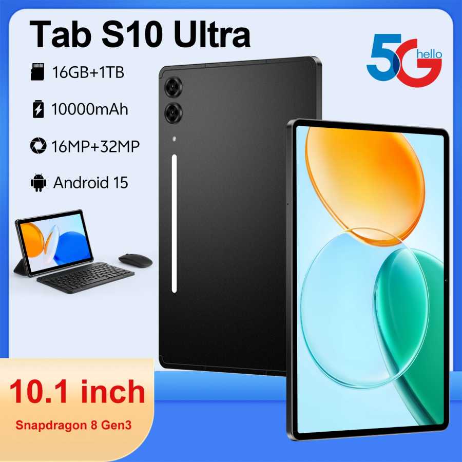 Оригинальный планшет Tab S10 Ultra, 2025 г., 10,1 дюйма, Android 15 Global Snapdragon 8 Gen3, 10 ядер, 16 ГБ + 1 ТБ, 10000 мАч, 5G, Dual SIM, WIFI Аксессуары и запчасти для планшетов
