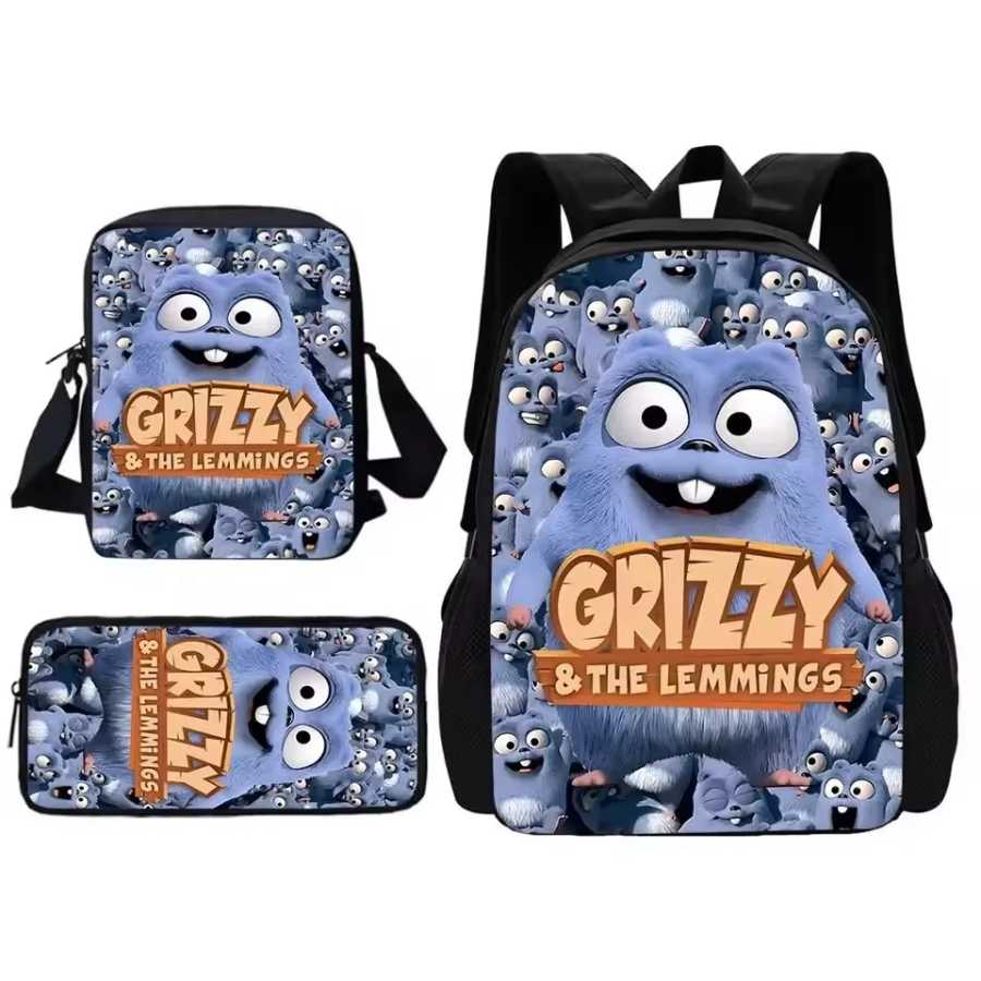 Рюкзак Grizzy and the Lemmings, школьный рюкзак, сумка для обеда, набор пеналов, подарок для детей, студентов Рюкзак