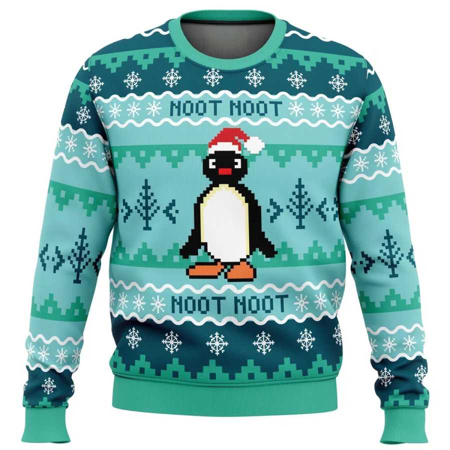 Милый NOOT NOOT Рождественский пингвин с 3D принтом, уродливый рождественский свитер, мужской пуловер с круглым вырезом, осенне-зимняя домашняя повседневная толстовка Толстовки и свитшоты