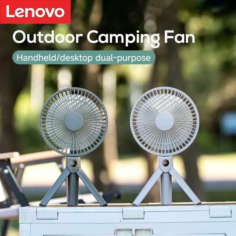 Складной портативный вентилятор Lenovo с функцией штатива, 3000 мАч, 4 скорости, перезаряжаемый, с LED-дисплеем, для путешествий и кемпинга Техника для дома