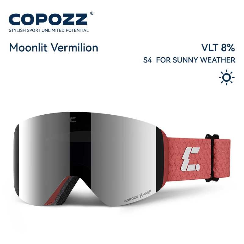 COPOZZ X-edge Series Мужчины Женщины Двухслойные противотуманные лыжные очки Очки для снегохода Очки для сноуборда с магнитными линзами Лыжи и сноубординг