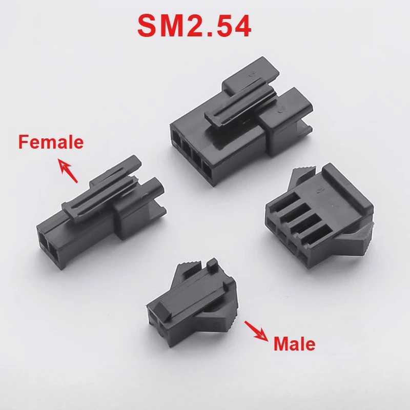 50 шт. разъемов SM 2.54 мм (шаг 2.54 мм) типа SM-2P, SM-2R, SM2.54, 2/3/4/5/6/7/8/9/10/11/12-контактные, корпуса для штекеров SM2.54, обжимные клеммы 